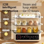 Joydeem Elektrikli Yemek Pişirme Buharlaştırıcısı, 2 Katmanlı Paslanmaz Çelik Sebze ve Gıda Buharlaştırıcıları, 15L/15.9 qt Büyük Kapasite, JD-DZG15B