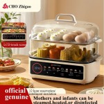 BUYDEEM G563-A501 Electric Food Steamer for Cooking, 2 Tire Stainless Steel Steamer with Slow Cook Mode, 1500W, 10-Quart, Green