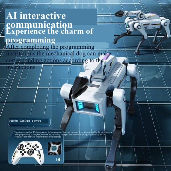 Yapay Zeki Robot Köpek, Sesli Kontrollü Programlanabilir Etkileşimli Yavru Köpek, 2.4G Kumote, Uygulama Kontrolü, Çocuklar Yetişkinler için Çoklu Eylemler, Şarkı Söyleme Dans Etme Selam (Gri)